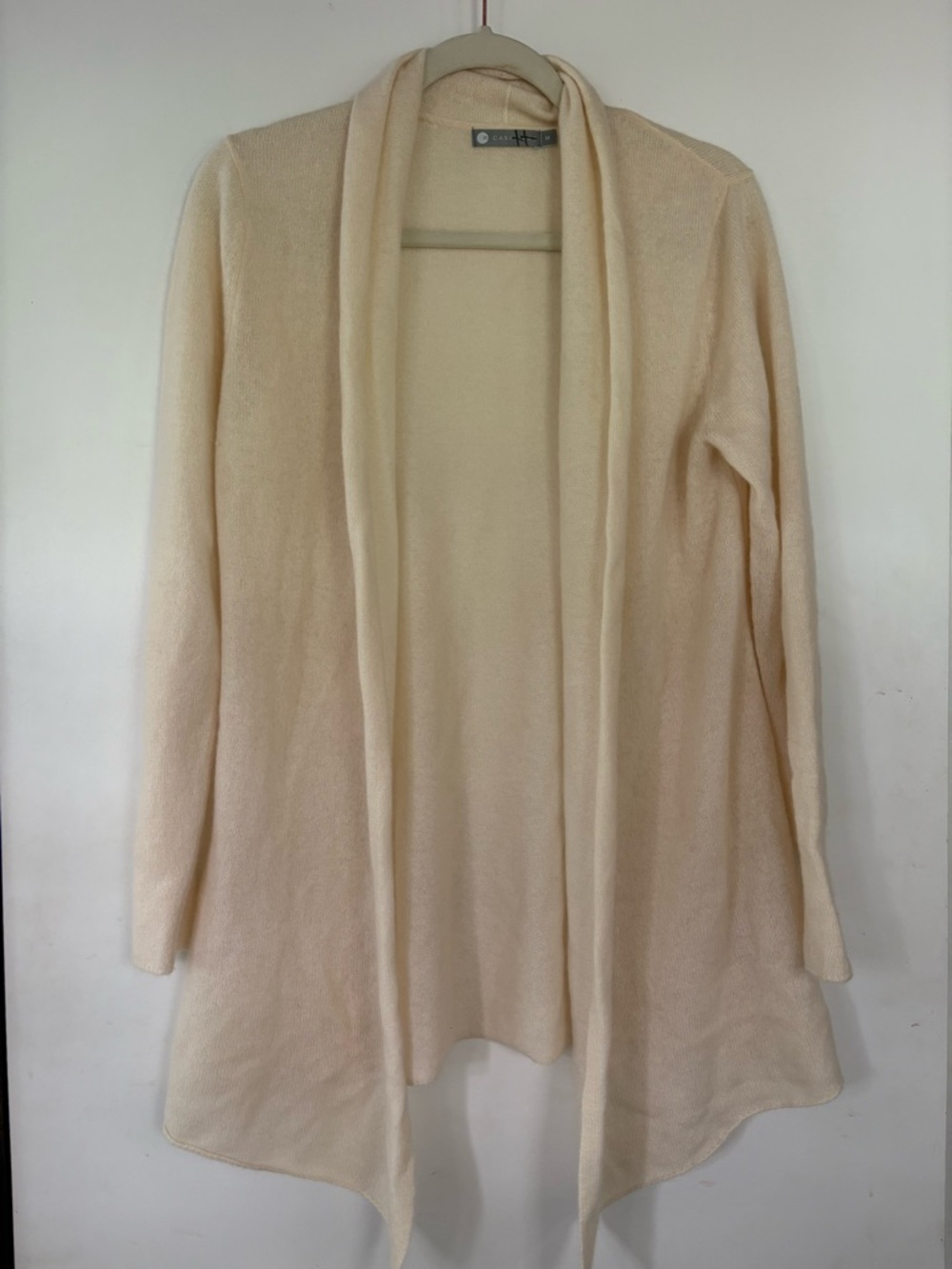 In Cashmere Open-Front Cream Women's Sweater Cardigan M
